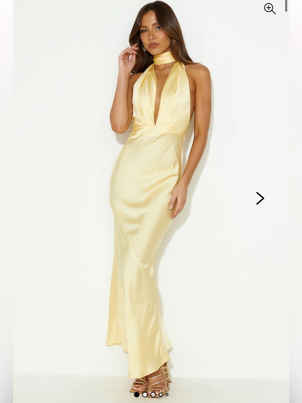 Hello Molly Saints & Secrets Pleased Satin Halter Maxi Dress Yellow Size XS